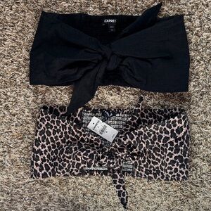 Express Black and Animal Print Bandeau Tops Set Of 2